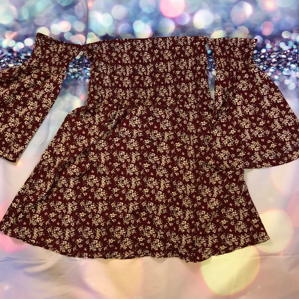 Off the shoulder long sleeved dress